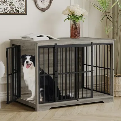 44.1 in XL Dog Crate Furniture Indoor Dog Kennel