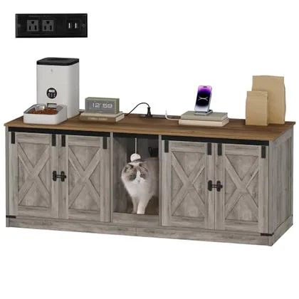 Cat Litter Box Enclosure for 2 Cats