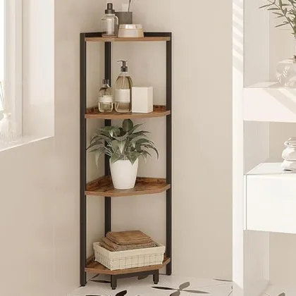 Corner Shelf Stand 4-Tier Corner Bookshelf Storage Standing Shelf